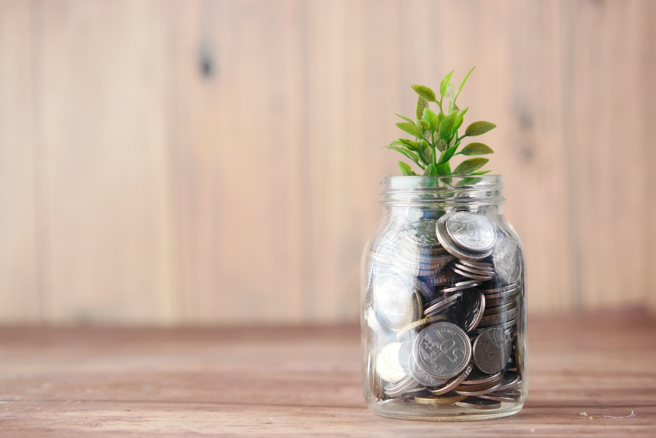 A jar of coins representing child support funds