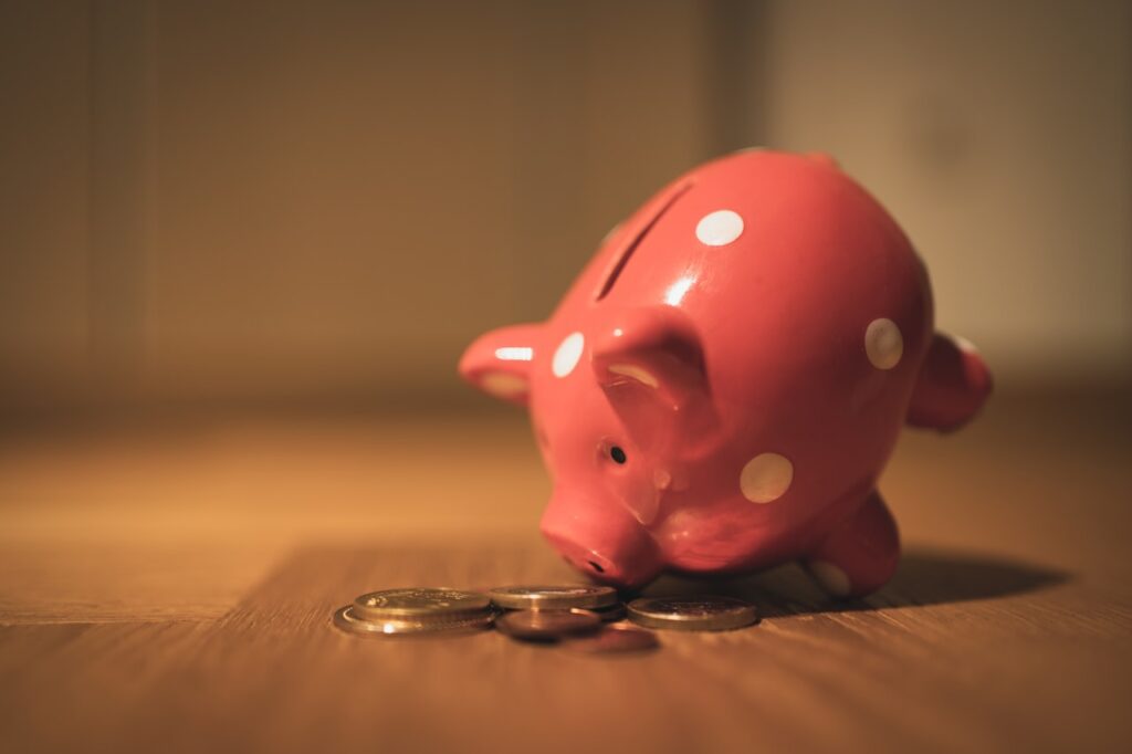 A piggy bank representing child support savings